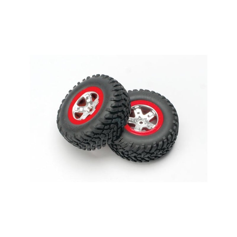 Ruedas Traxxas 2.2/3.0 trasera SCT (cromo satinado/rojo) (estándar) TRX5873A