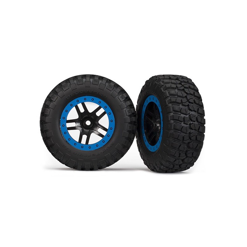 Ruedas Traxxas completas, ensambladas, Aro azul (2WD delanteras) (2pcs) TRX5885A