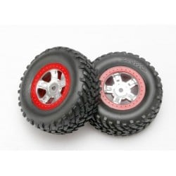 Ruedas completas Traxxas Slash 1/16 cromadas/rojo (2pcs) TRX7073A