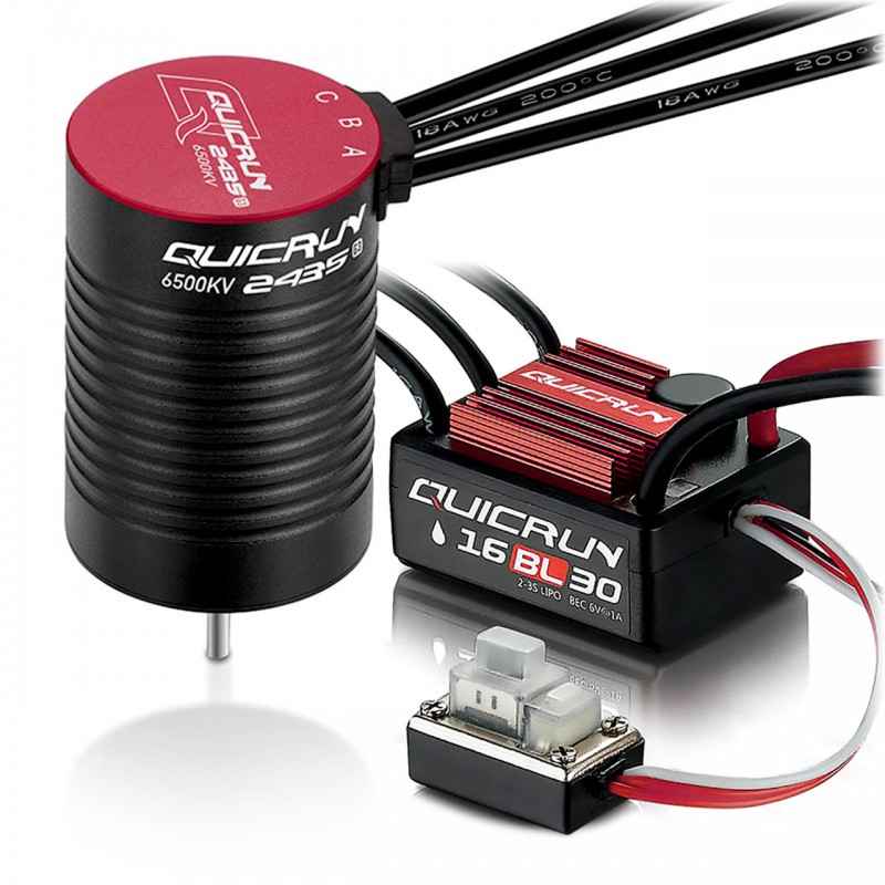 Combo Hobbywing WP16BL30 2435SL 6500KV G3 para 1/16 1/18 HW38030001