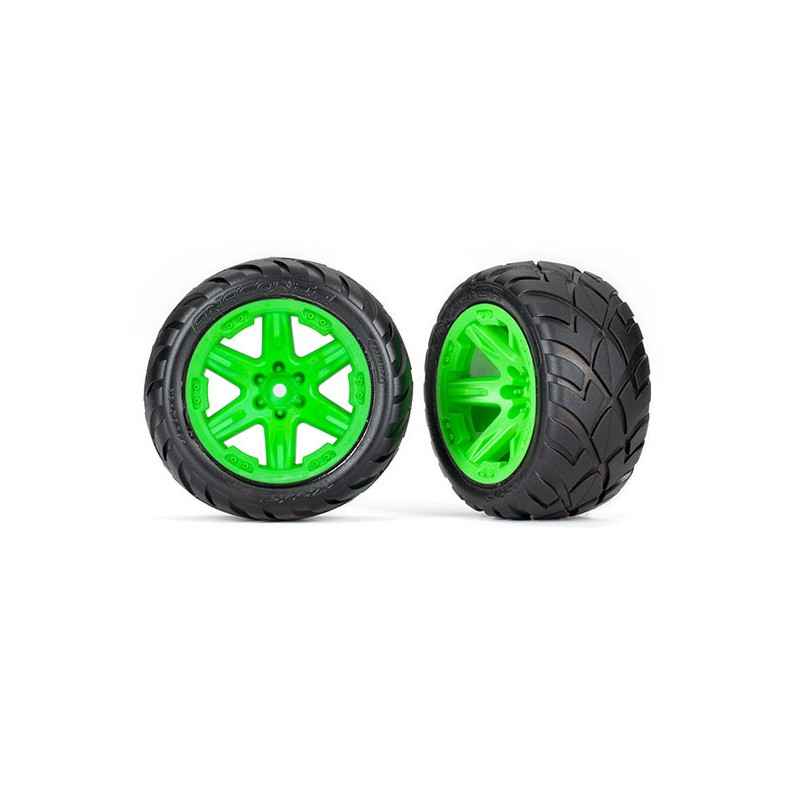 Ruedas completas Traxxas Con llantas RXT verdes y neumaticos anaconda TRX6775G