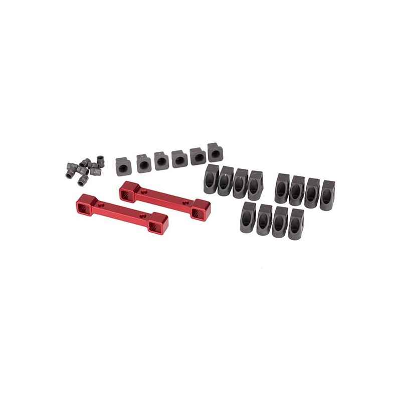 Soportes de brazo de suspensión Traxxas de aluminio Rojo delantera y trasera TRX8334R