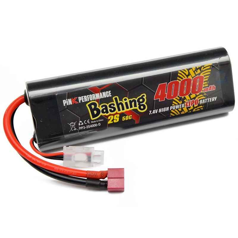 Bateria LiPo Pink Bashing 2S 7.4V-4000-50C (Deans) 139x47x25mm 240g Redondeada PP3-2S4000-D