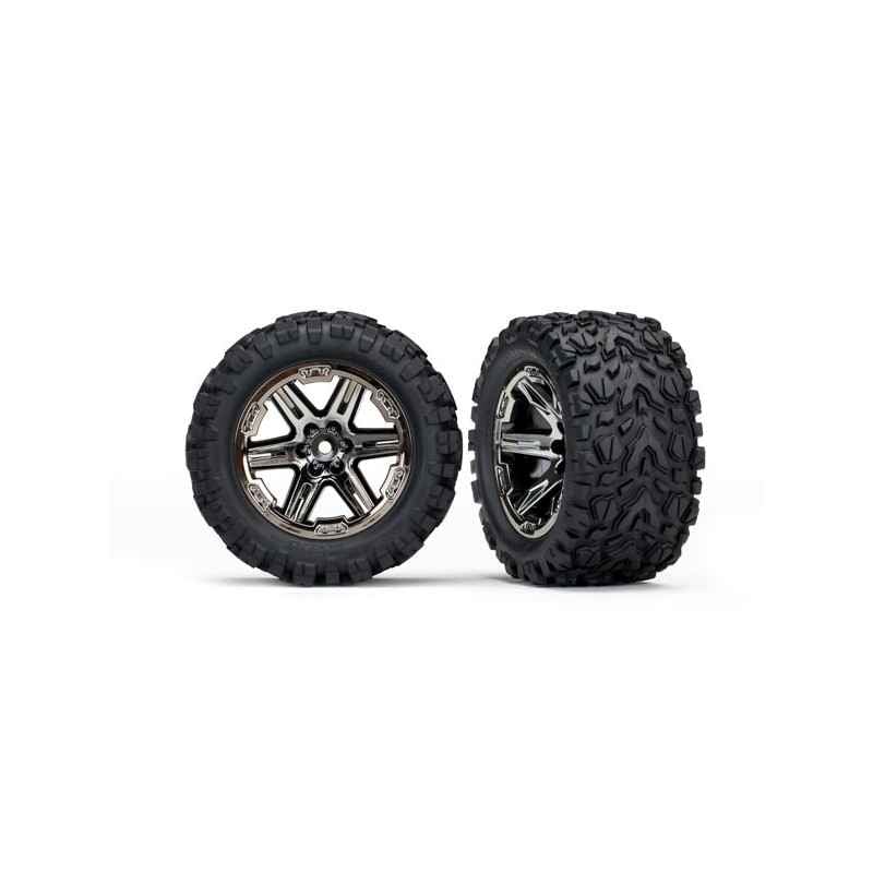 Ruedas Traxxas Rustler Talon EXT 2.8" (2) (cromo negro) (trasero eléctrico de 2 ruedas) TRX6774X