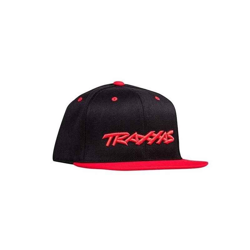 Gorra Traxxas Snap-Fold con visera plana Negra/Roja TRX1183-BLR